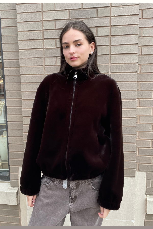 The NKC Store Chocolate Faux Fur Bomber Jacket