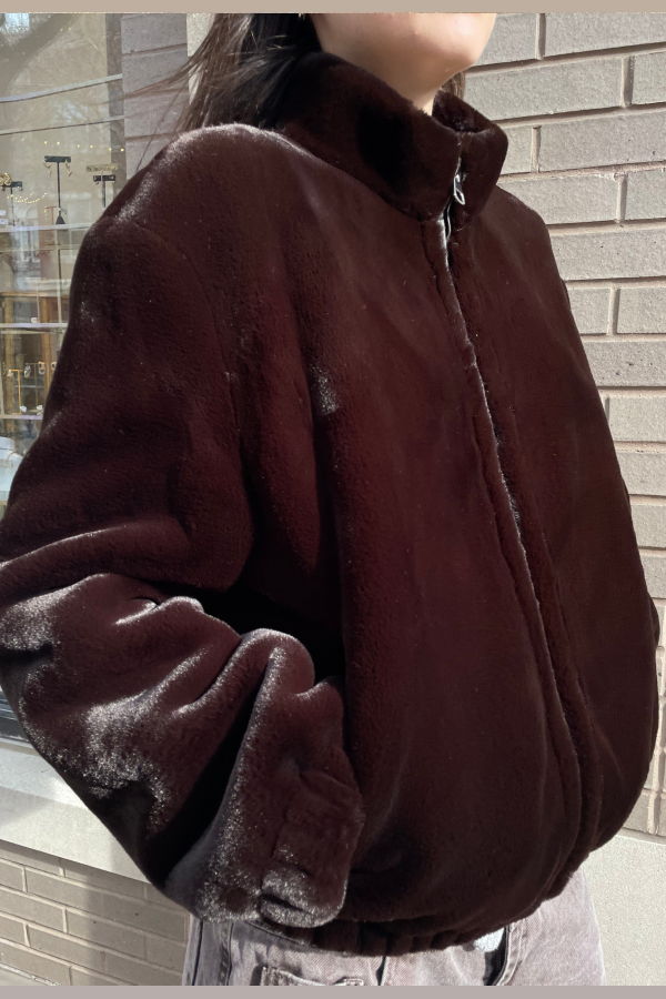 The NKC Store Chocolate Faux Fur Bomber Jacket