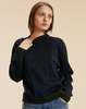 Cynthia Rowley Metallic Knit Crewneck Sweater - Navy - Thumbnail 3