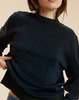 Cynthia Rowley Metallic Knit Crewneck Sweater - Navy - Thumbnail 4