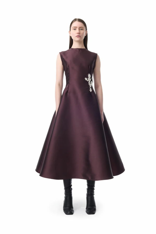 MARQUES ' ALMEIDA Sleeveless Embellished Dress - Burgundy