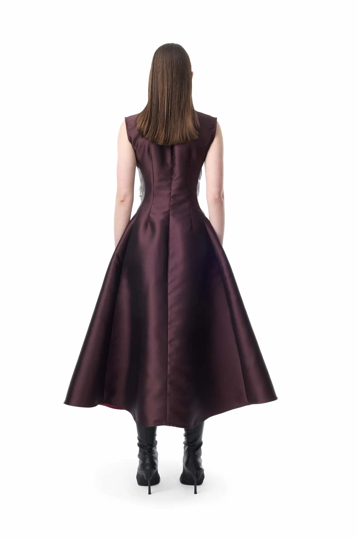 MARQUES ' ALMEIDA Sleeveless Embellished Dress - Burgundy - Image 3 of 3