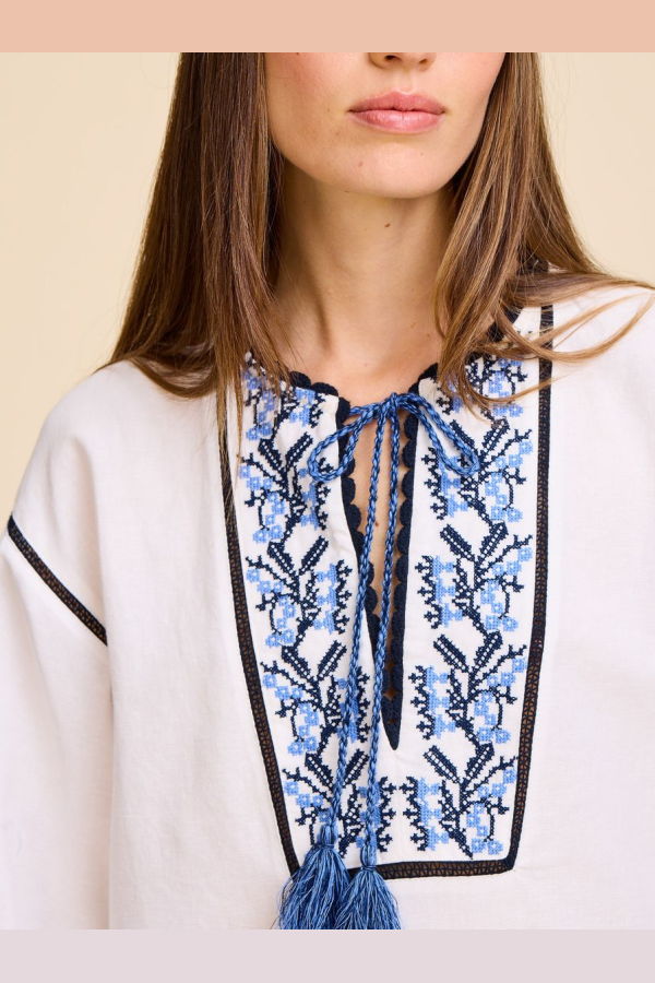 Mille Angelica Top - Santorini Embroidery