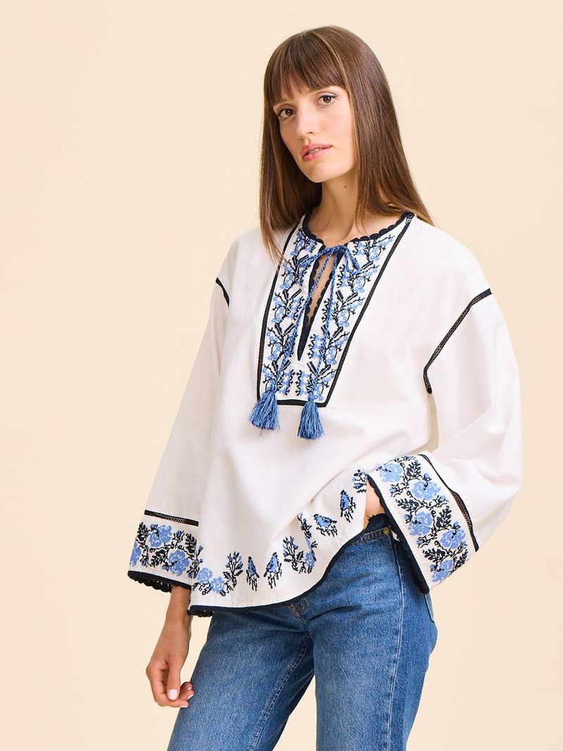 Mille Angelica Top - Santorini Embroidery