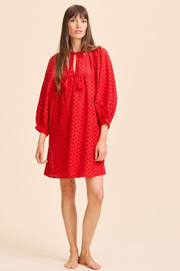 Mille Daisy Dress - Scarlet Eyelet