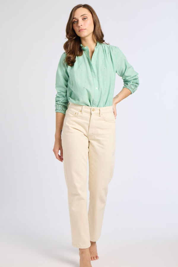 Mille Francesca Top - Pistachio Eyelet