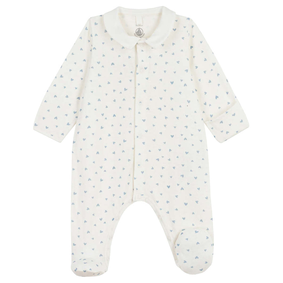 KIDS Petit Bateau Baby Collared Pyjamas - White - Image 1 of 3