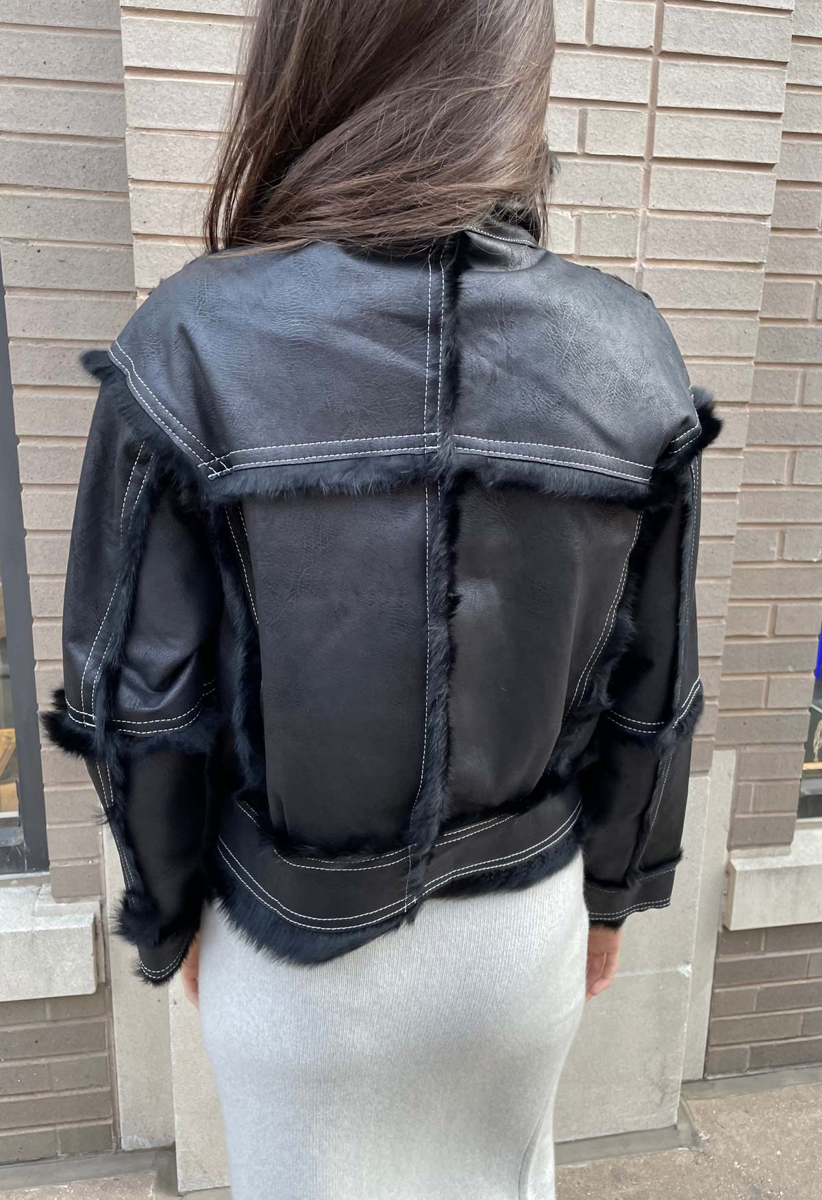 The NKC Store Faux Leather Rabbit Fur Jacket - Image 4 of 4