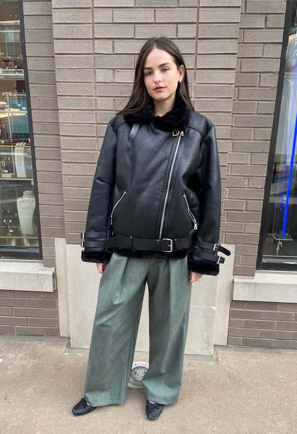 The NKC Store Faux Shearling Leather Jacket - Black The NKC Store Faux Shearling Leather Jacket - Black