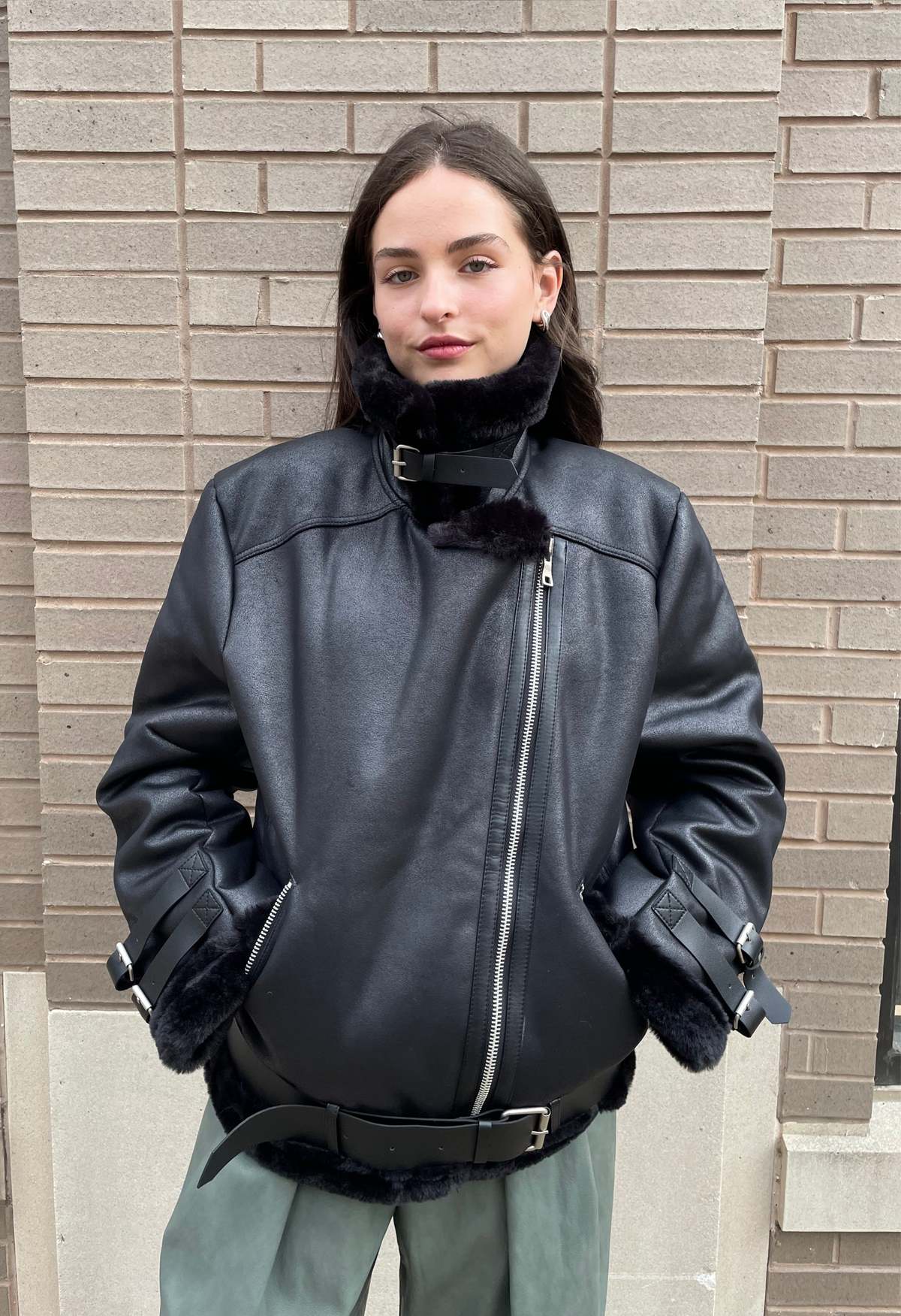 The NKC Store Faux Shearling Leather Jacket - Black - Image 7 of 8