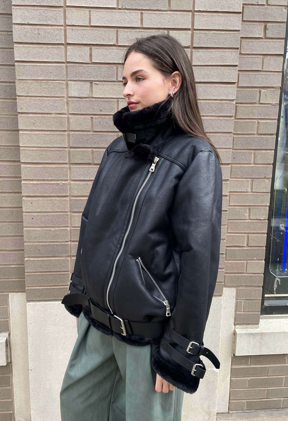 The NKC Store Faux Shearling Leather Jacket - Black - Image 8 of 8