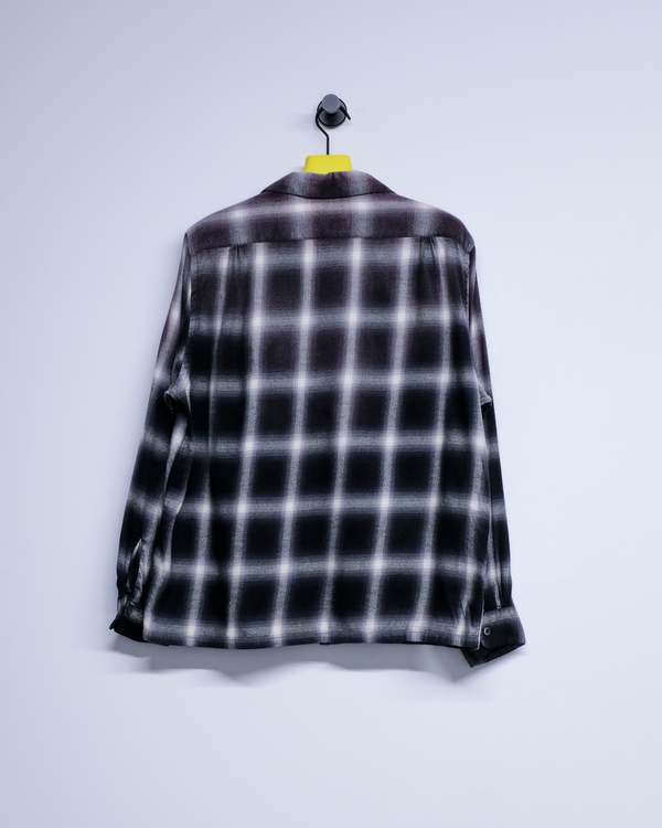 Taiga Takahashi LOT.101 Bleached Gray Plaid Open Collar Shirt