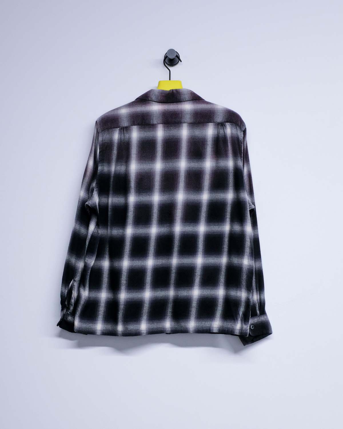 Taiga Takahashi LOT.101 Bleached Gray Plaid Open Collar Shirt - Image 9 of 9