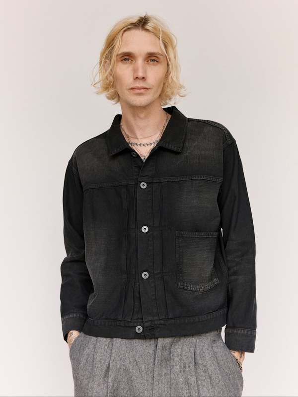 Taiga Takahashi LOT.309 Damaged Sumi Dyed Black Cotton Taiga Takahashi LOT.309 Damaged Sumi Dyed Black Cotton