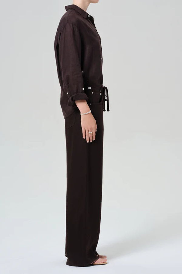 Citizens of Humanity Brynn Drawstring Linen Trouser - Chocolate