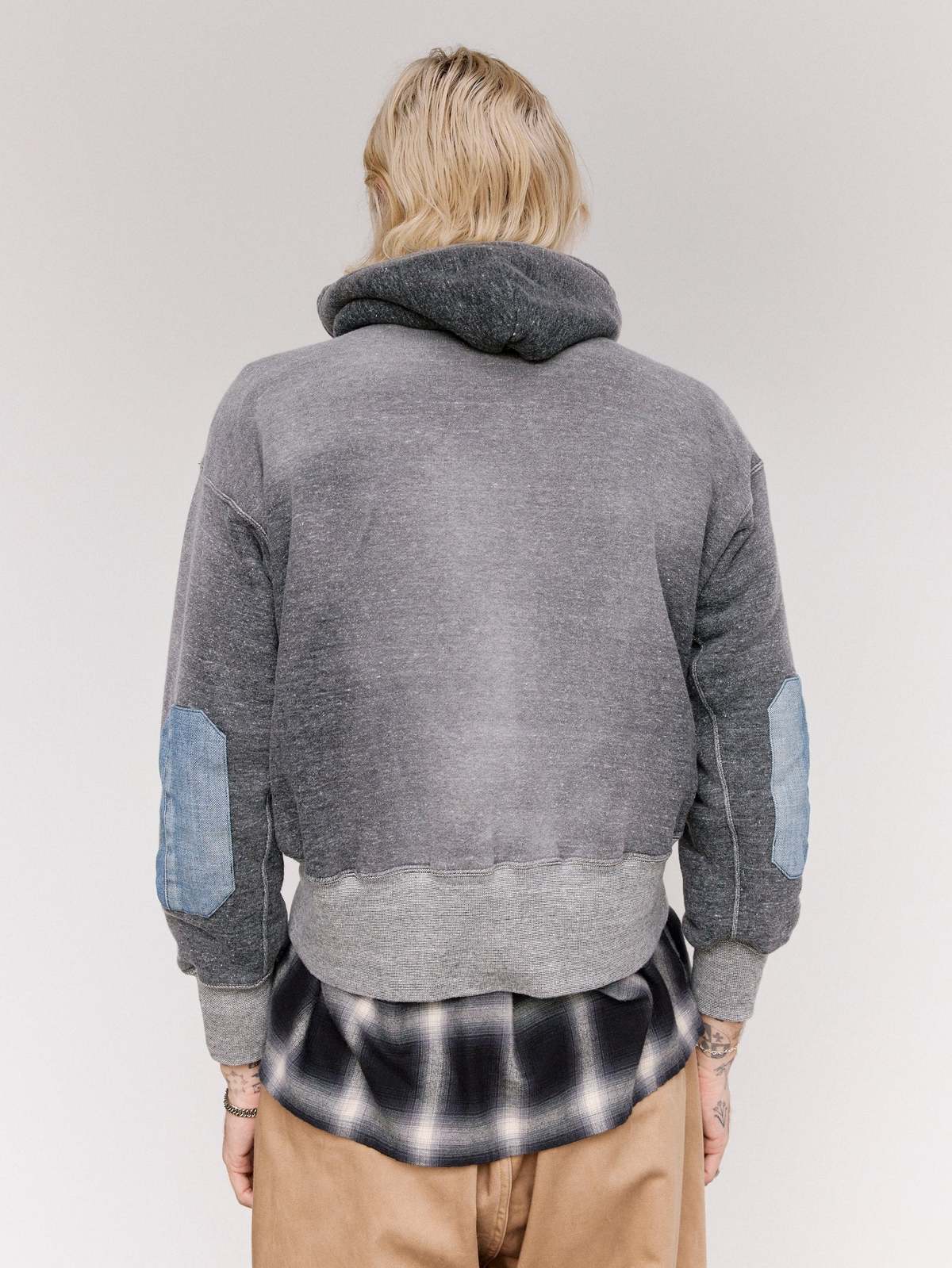 Taiga Takahashi LOT.606 Bleached Heather Gray Hooded Shirt - Image 2 of 9