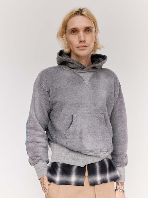 Taiga Takahashi LOT.606 Bleached Heather Gray Hooded Shirt