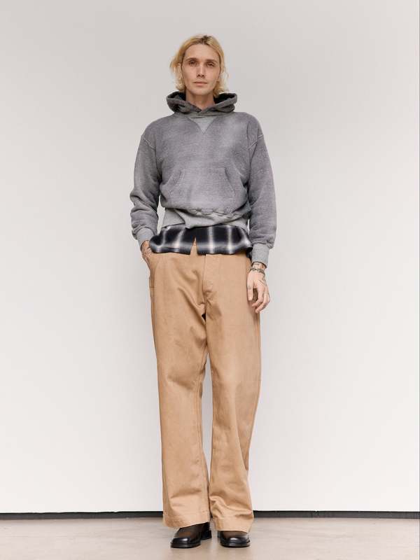 Taiga Takahashi LOT.606 Bleached Heather Gray Hooded Shirt