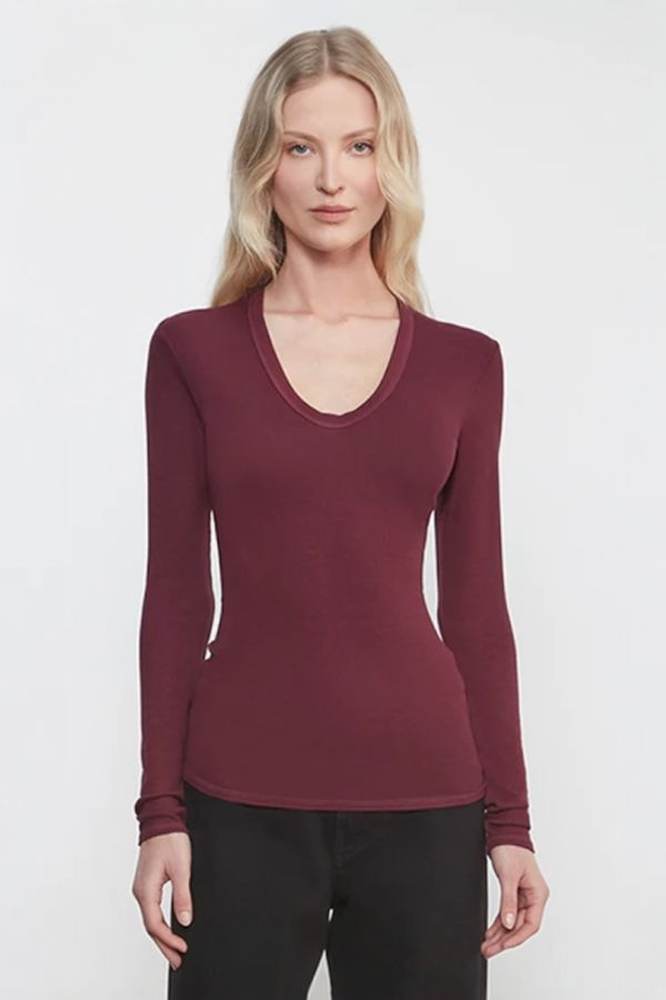 Enza Costa Rib Bold L/S U Top
