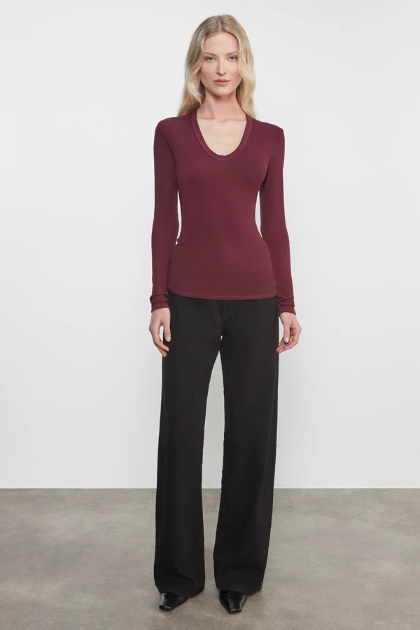 Enza Costa Rib Bold L/S U Top