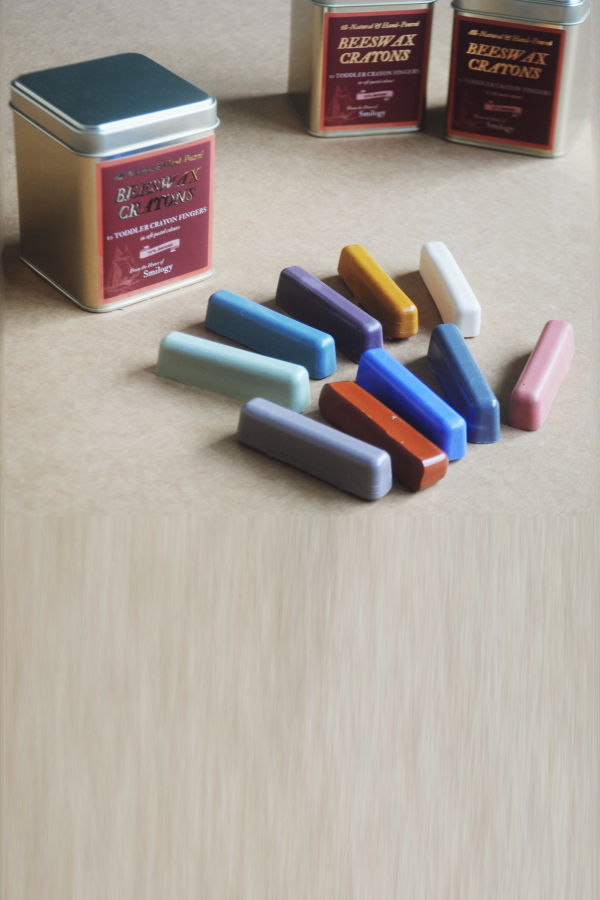 Smilogy All Natural Beeswax Crayons Toddler Finger Crayons Set of 10 in Tin