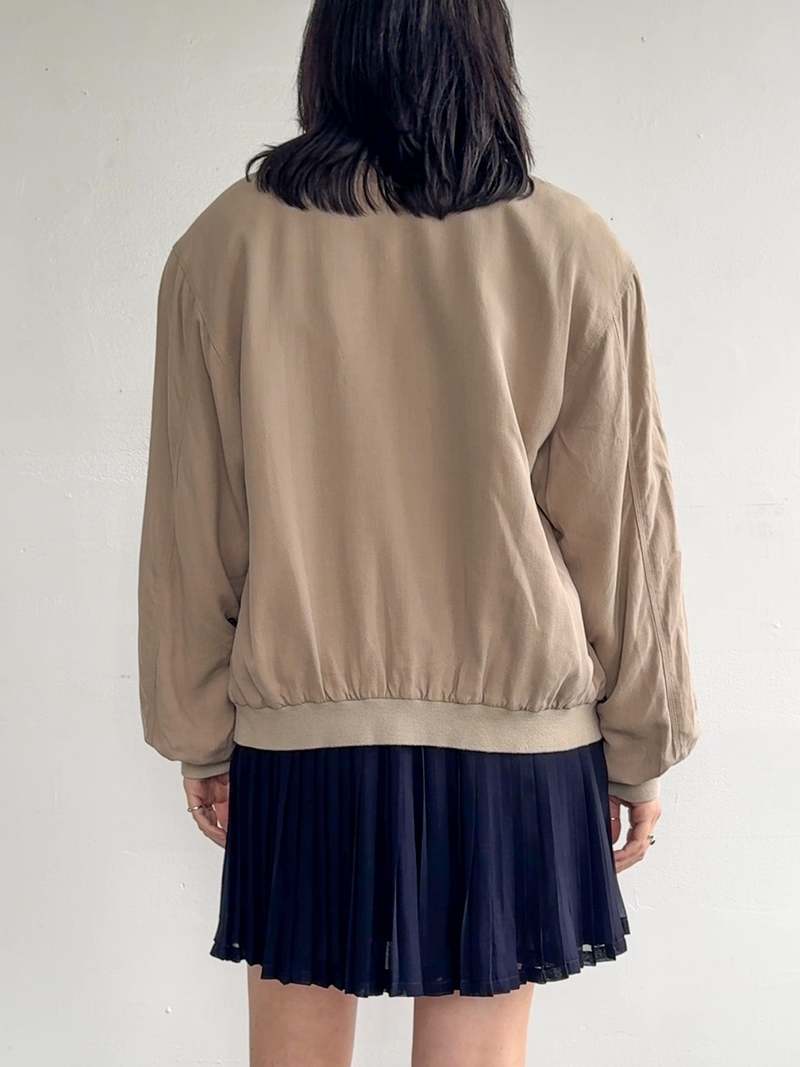 Vintage Sand Silk Bomber Jacket