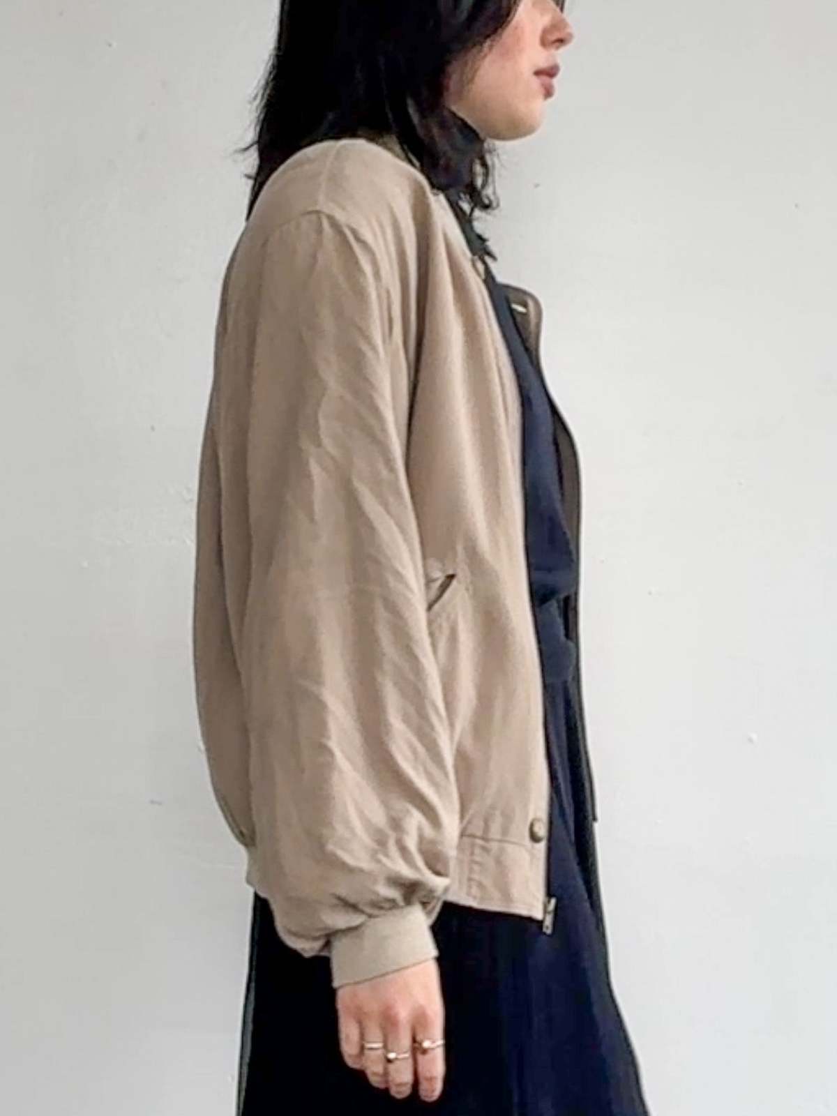 Vintage Sand Silk Bomber Jacket - Image 4 of 4