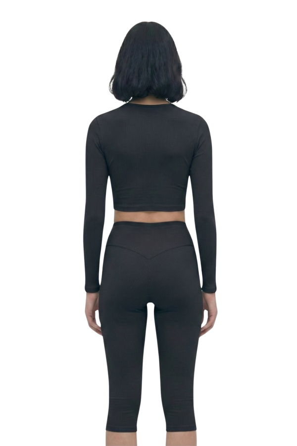 hauslabel LONG SLEEVE CROPPED TOP - NOIR