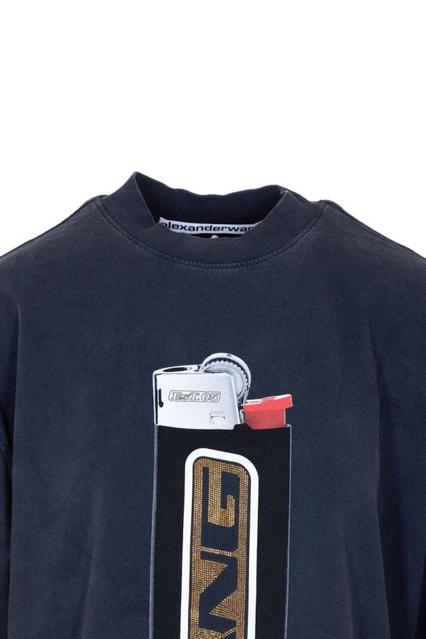 ALEXANDER WANG Short Sleeve Tee with Lighter Graphic - Washed Black