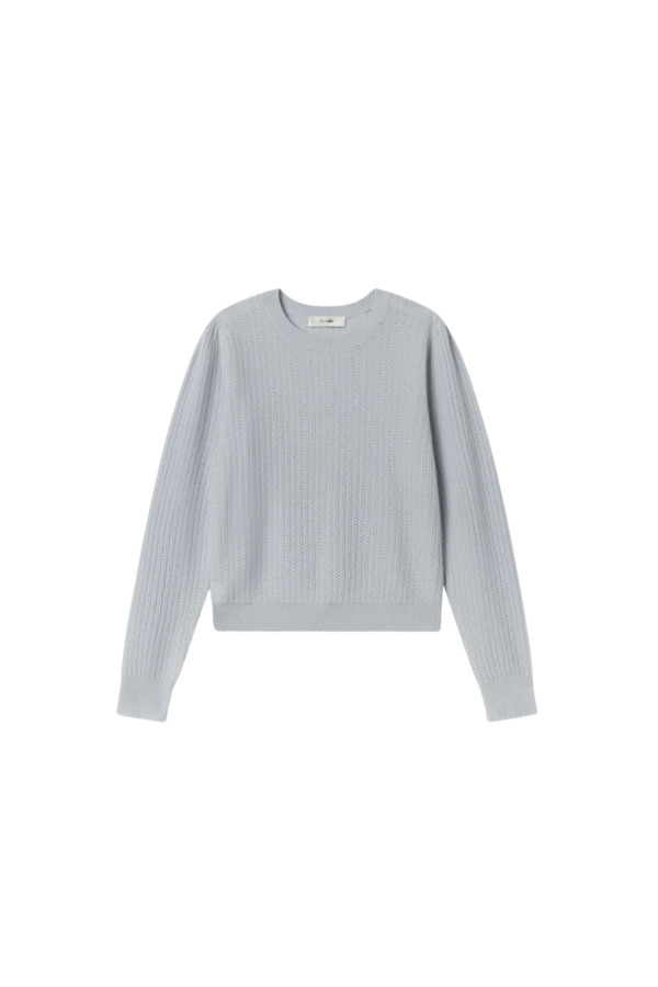 Frame Chain Pointelle Long Sleeve Sweater - Sky Blue