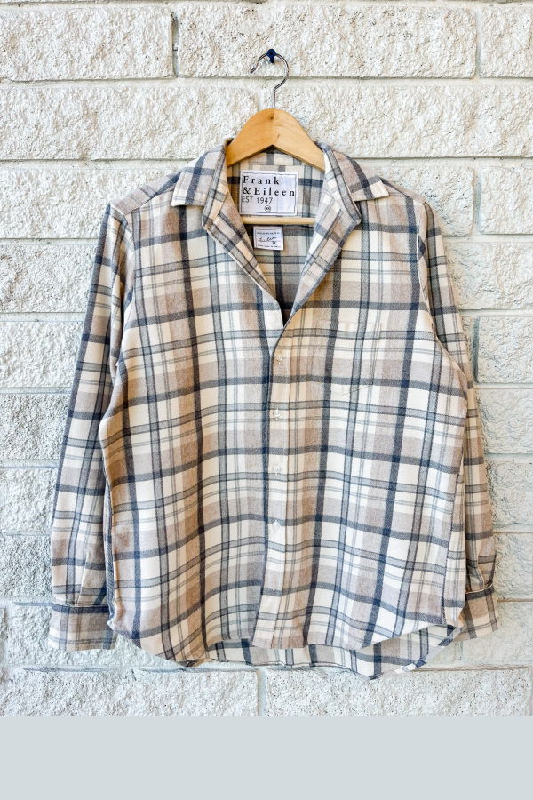 Frank & Eileen Relaxed Button-Up Shirt - Cream/Sand Grey Plaid