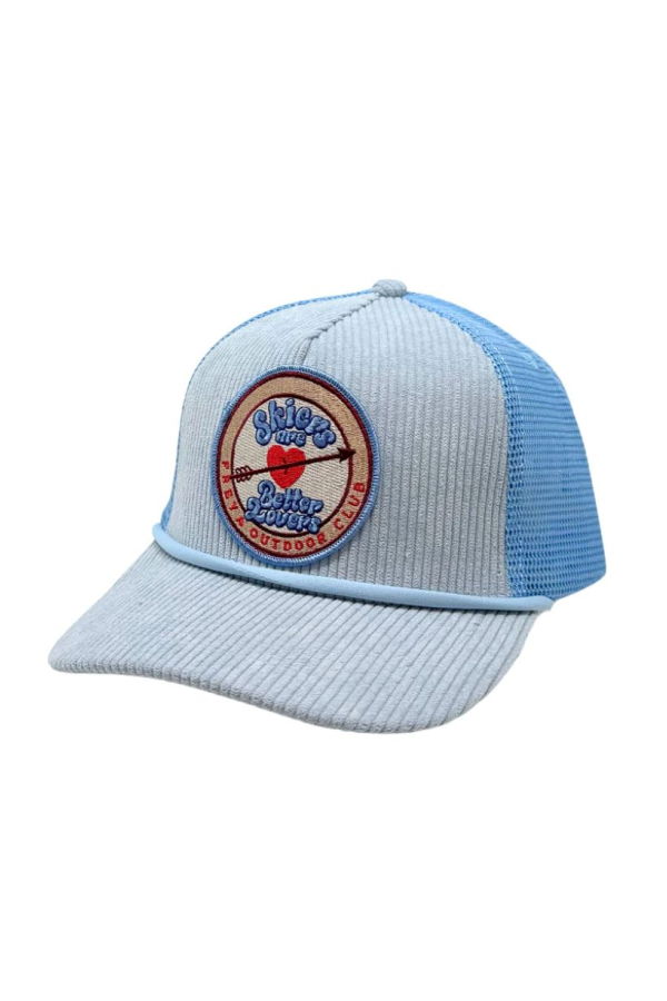 Freya Skiers Are Better Lovers Corduroy Trucker Hat - Baby Blue