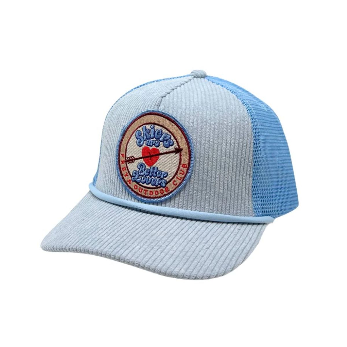 Freya Skiers Are Better Lovers Corduroy Trucker Hat - Baby Blue - Image 1 of 2