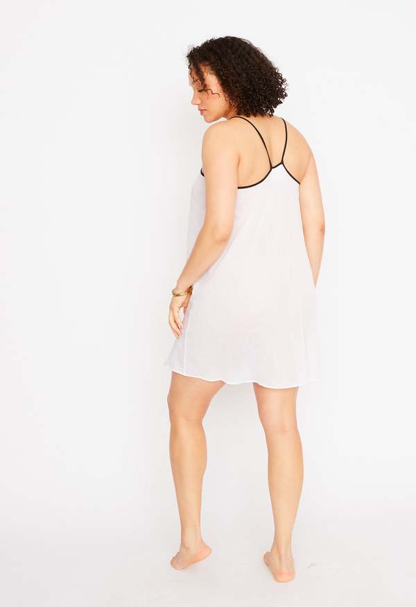 Loup Charmant Mini Slip with Contrast Straps Slip - White / Black