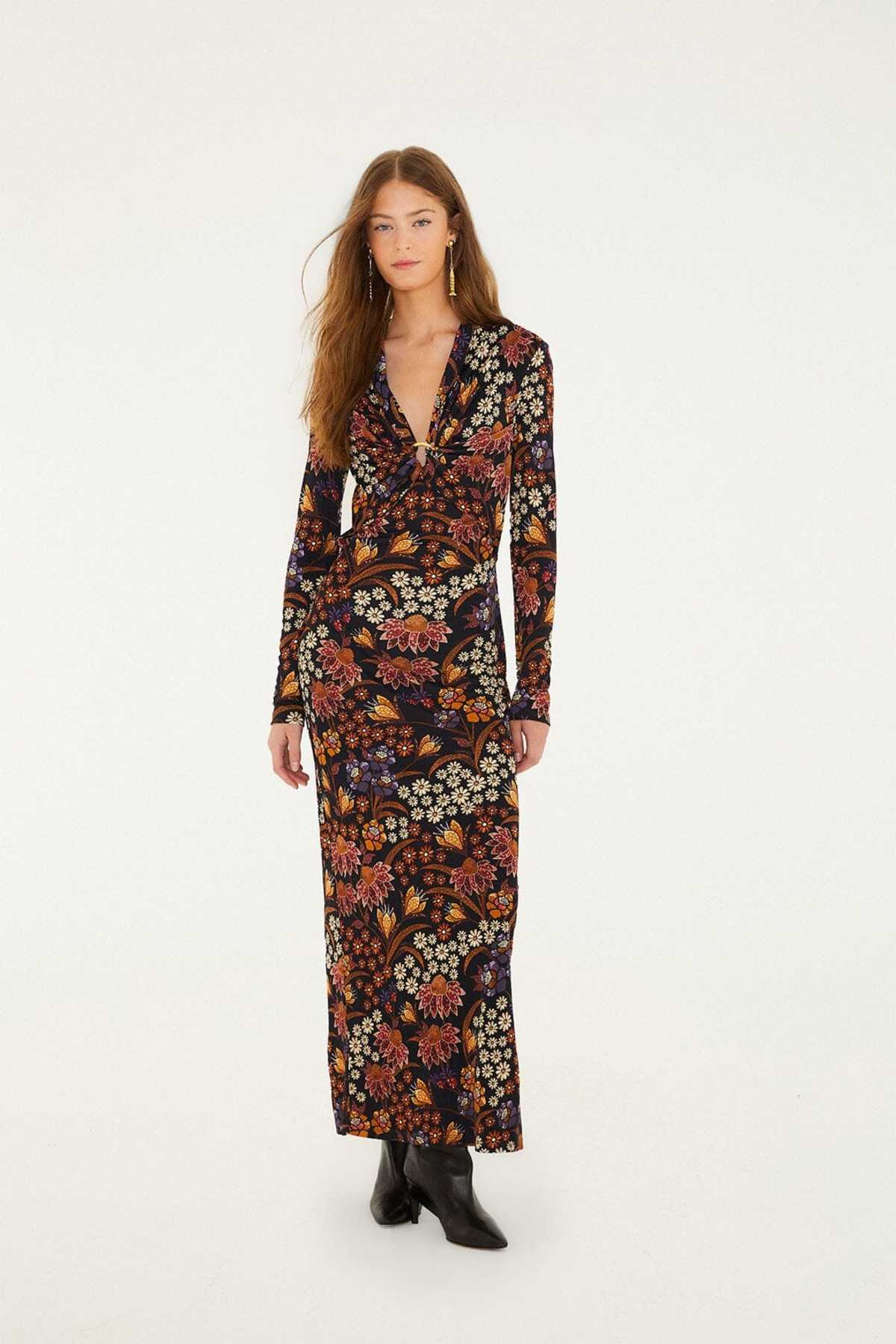 Farm Rio Black Lili Long Sleeve Maxi Dress Dress - Image 1 of 4