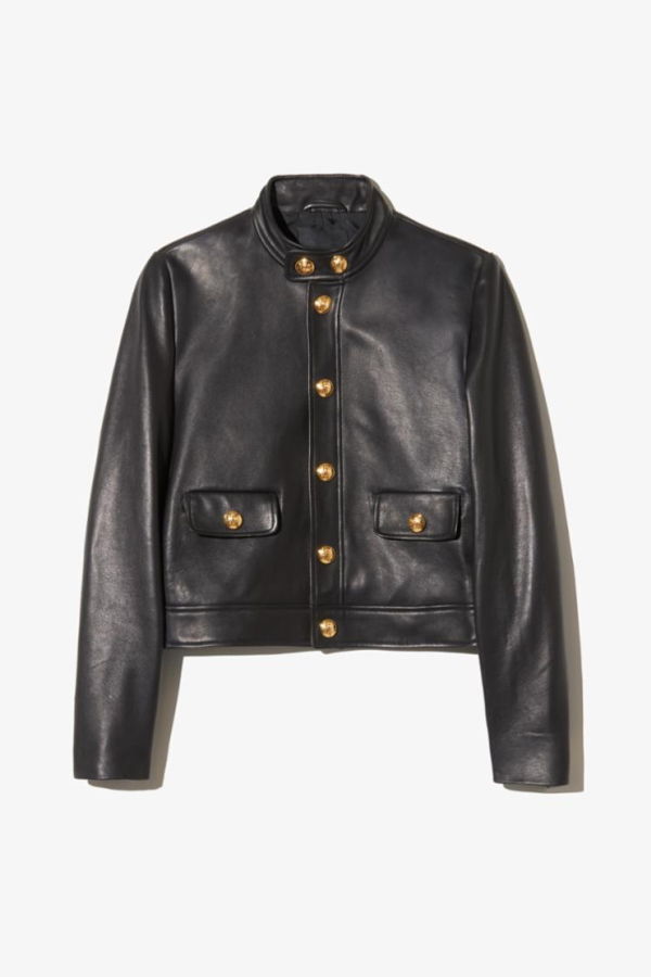 Nili Lotan Hadley Leather Cropped Jacket - Black