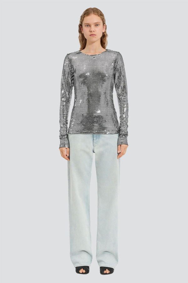 MM6 Maison Margiela Silver Long-Sleeved Top
