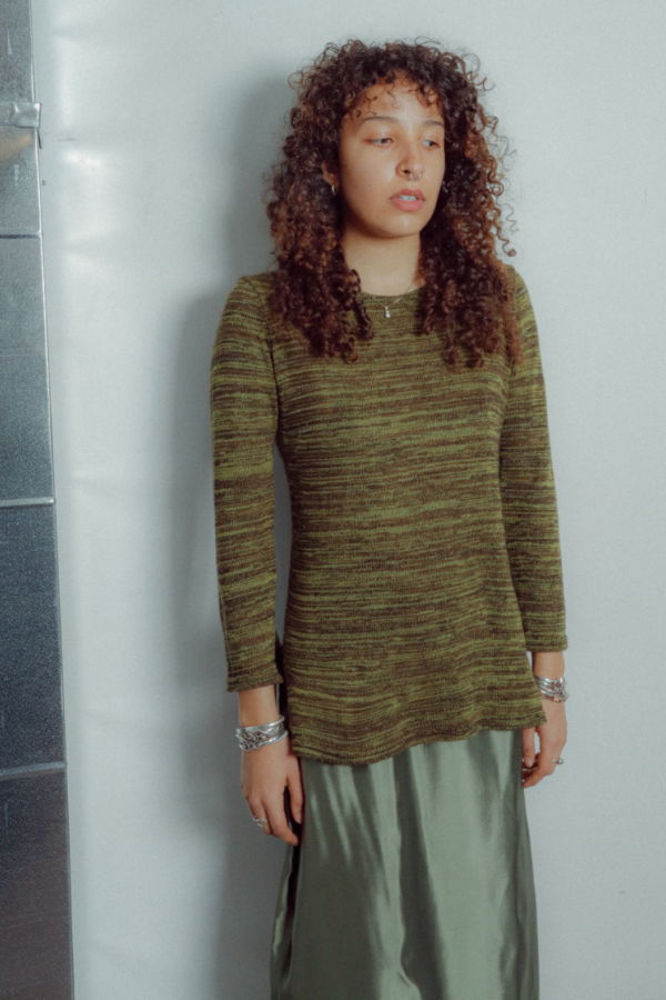 Vintage Maxi Skirt - Iridescent Olive Green