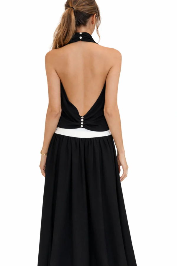 Sloan Crepe Scarf Top - Black