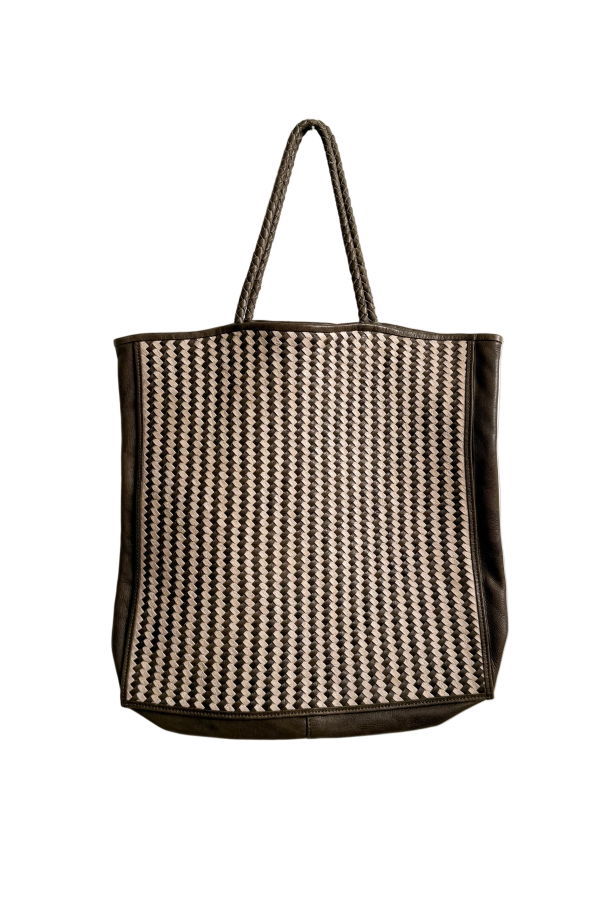 Happy French Gang Grand Darna Olive and White Tote Bag