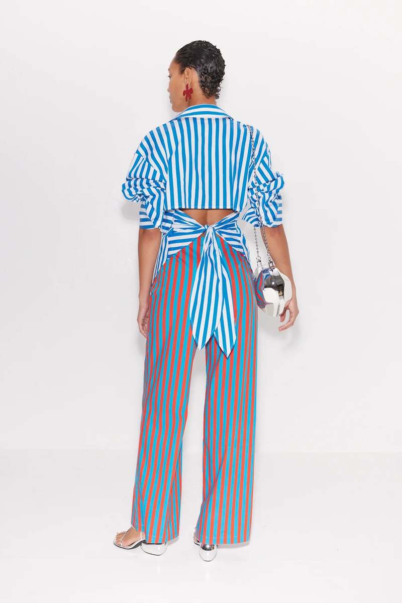 Simon Miller Pia Poplin Pants - Blue-Paprika Stripe