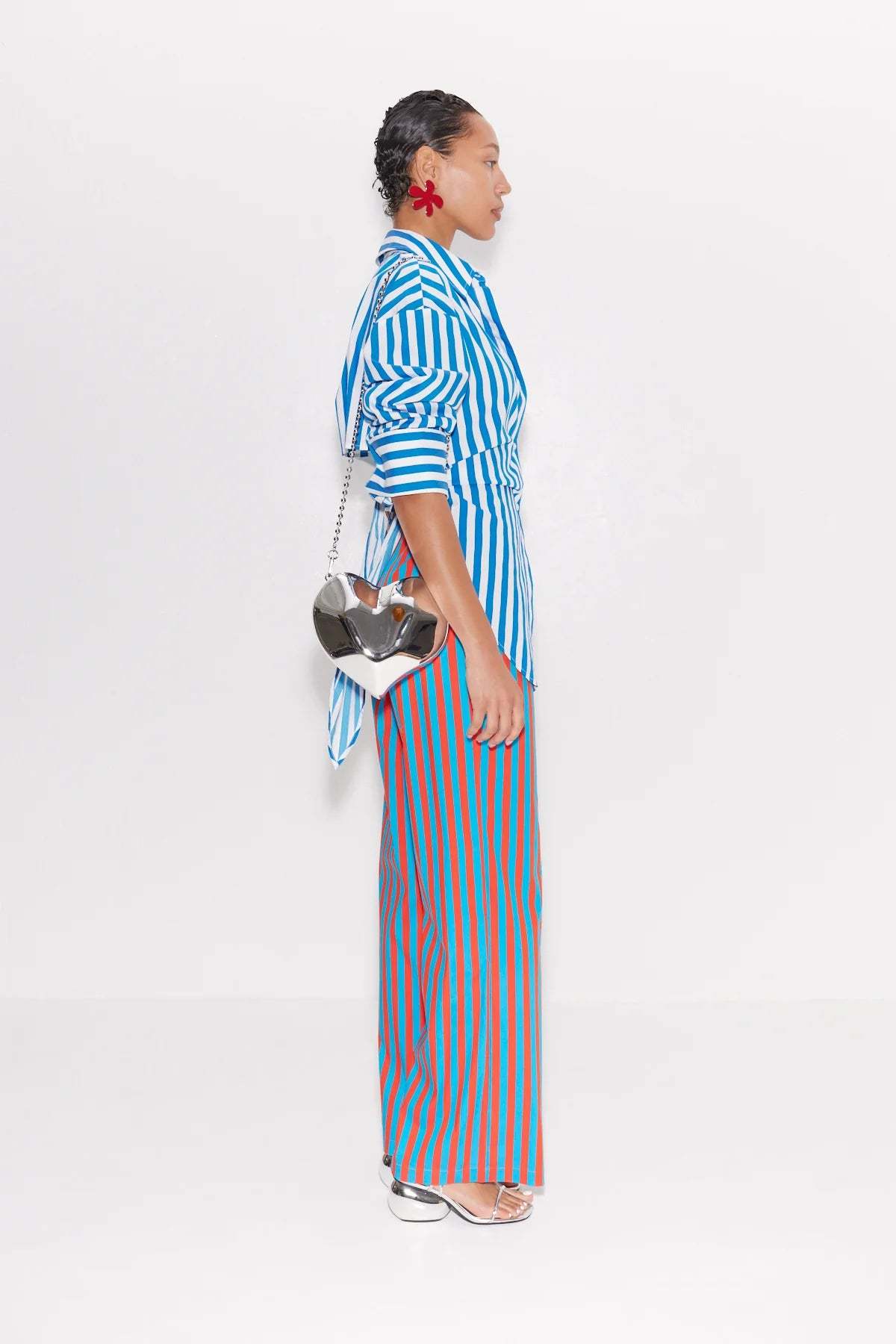Simon Miller Pia Poplin Pants - Blue-Paprika Stripe - Image 5 of 5