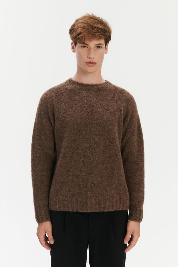 Delikatessen Brushed Alpaca Wool Raglan Crewneck Sweatshirt