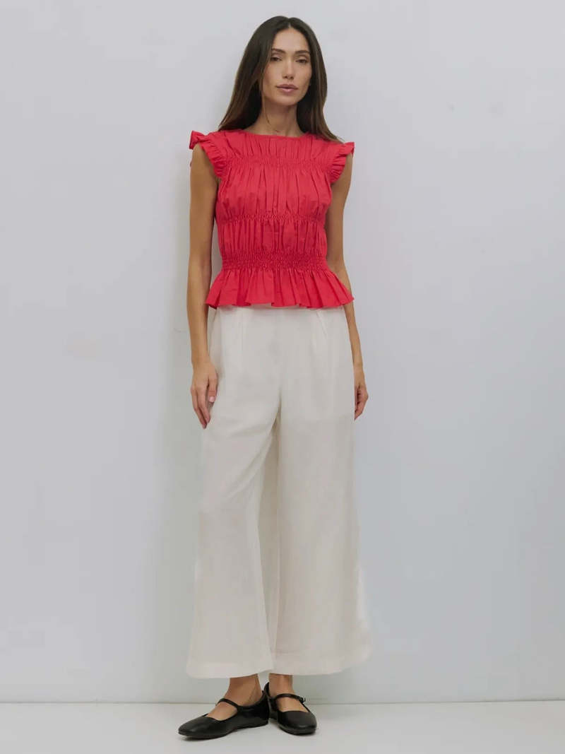 Azalea Jane Smocked Ruffle Top - Red