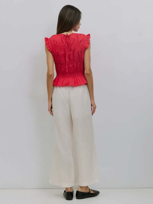 Azalea Jane Smocked Ruffle Top - Red