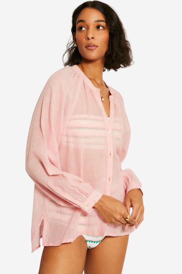 Lemlem Mita Button Up Blouse - Nefas Rose