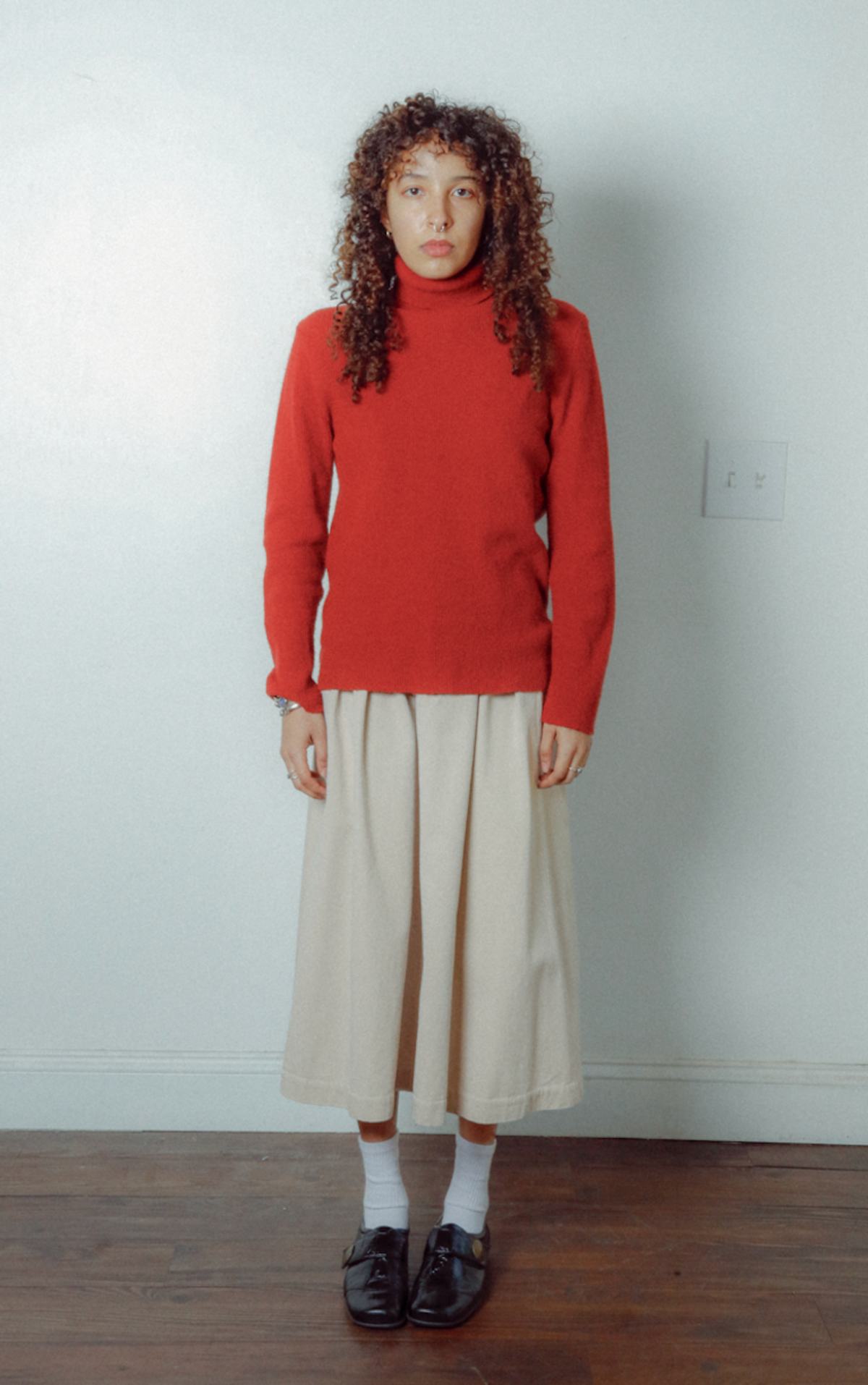 Vintage 70s Ribbed Turtleneck Sweater - Brick Red - Image 1 of 1