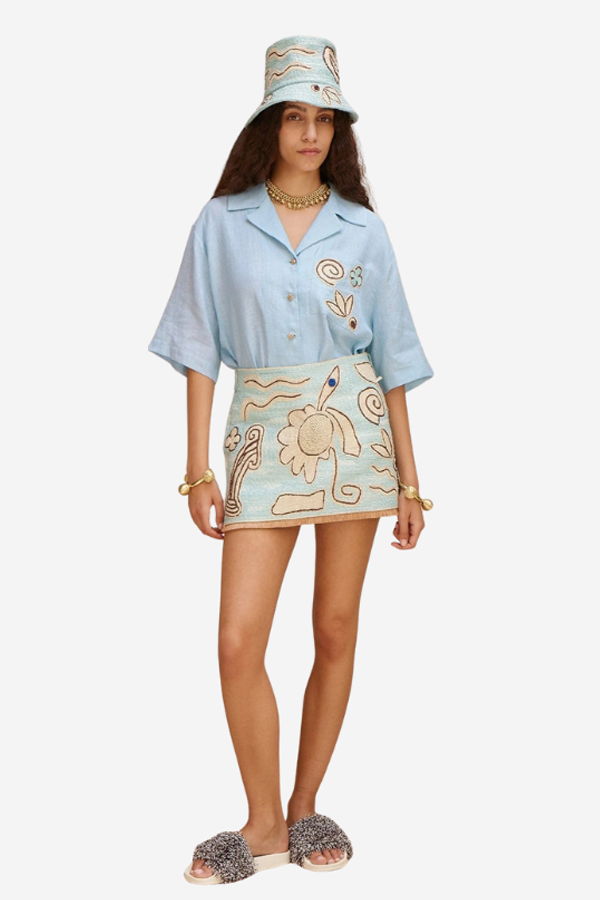 ALEMAIS Azar Raffia Skirt