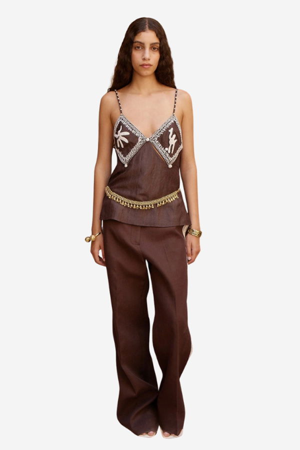 ALEMAIS Leandra Corded Cami Top - Chocolate