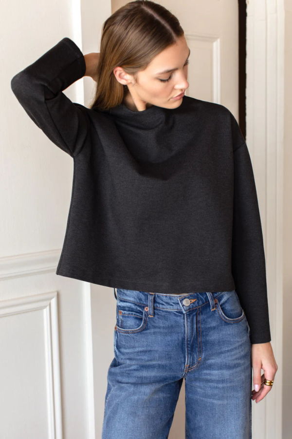 Emerson Fry Jewel Neck Top - Charcoal